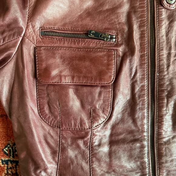 Bod & Christensen S Burgundy Butter Soft Leather Moto Style Jacket AMAZING - Picture 9 of 12